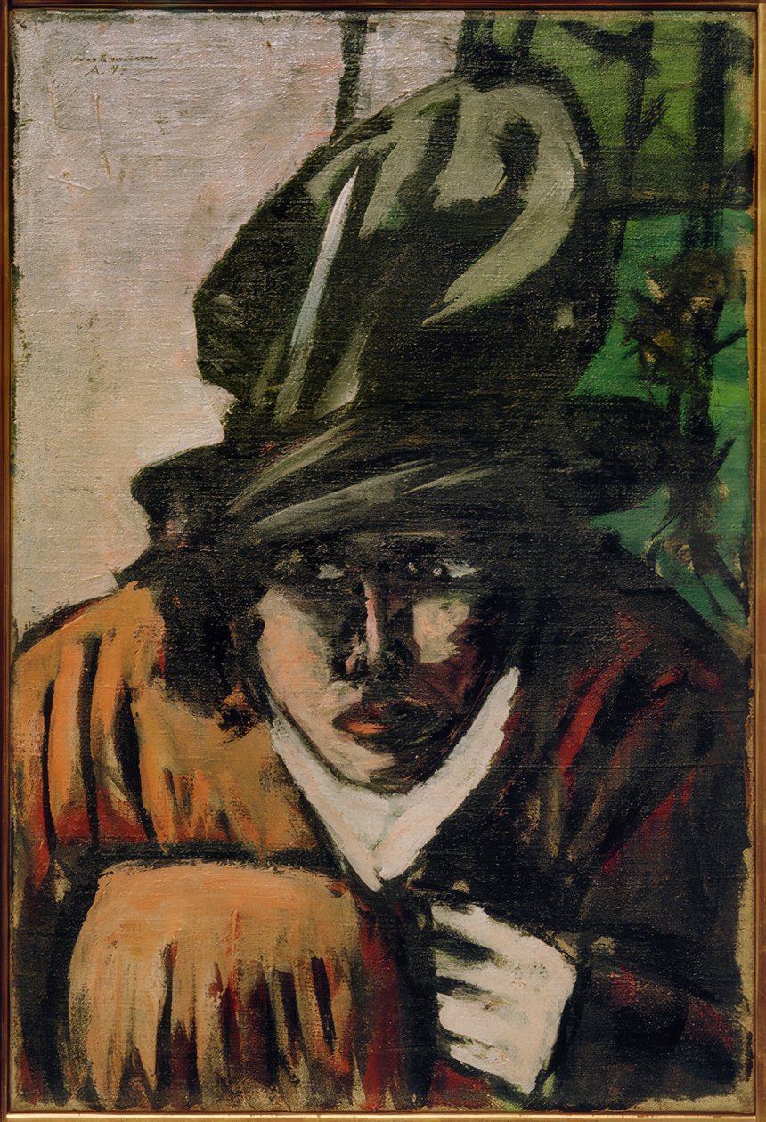 Kvinna med hatt och muff av Max Beckmann