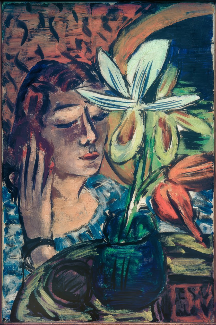Kvinna med orkidé av Max Beckmann