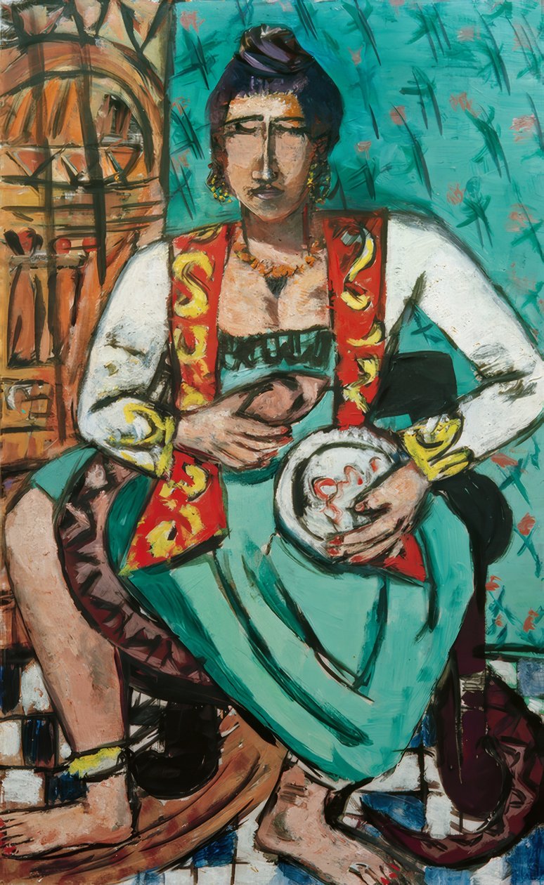 Kvinna med orm (ormtjusare) av Max Beckmann