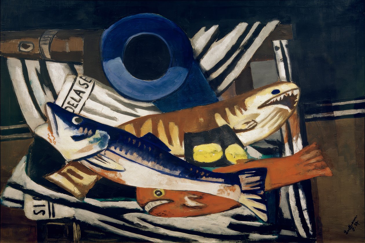 Stort stilleben av fisk av Max Beckmann