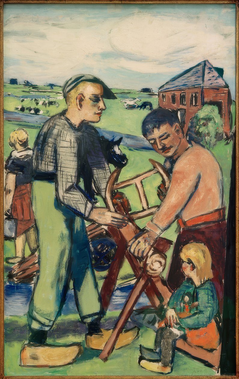 Träsåg med barn (holländsk träsåg) av Max Beckmann