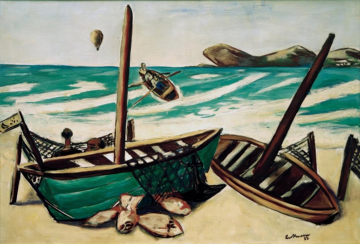 Kustlandskap med ballong av Max Beckmann