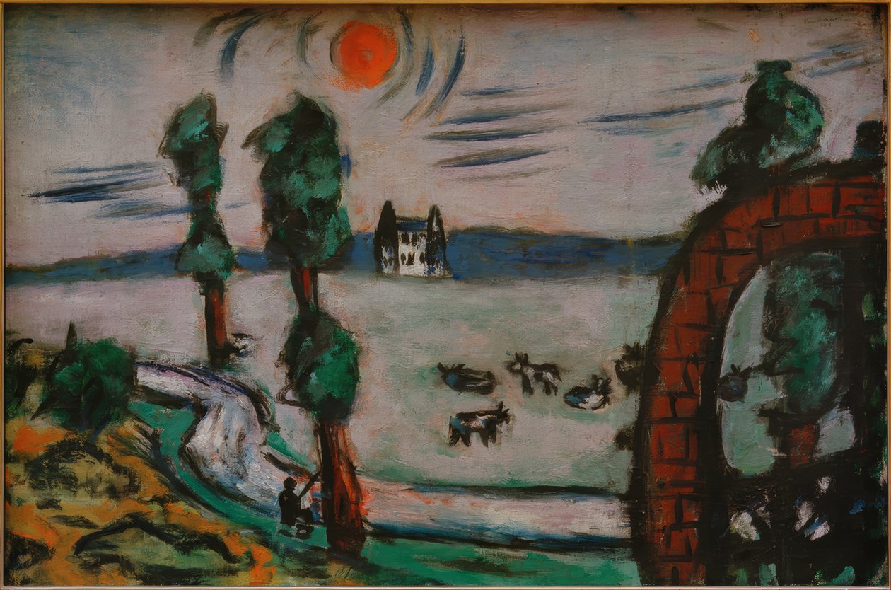 Dimmigt landskap med kor av Max Beckmann