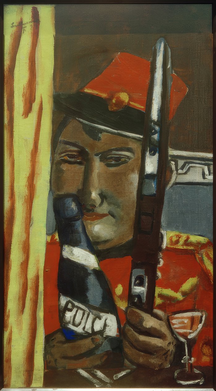 Peruansk soldat vill dricka av Max Beckmann