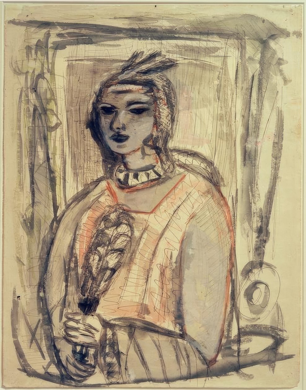 Quappi med huvudbonad av Max Beckmann