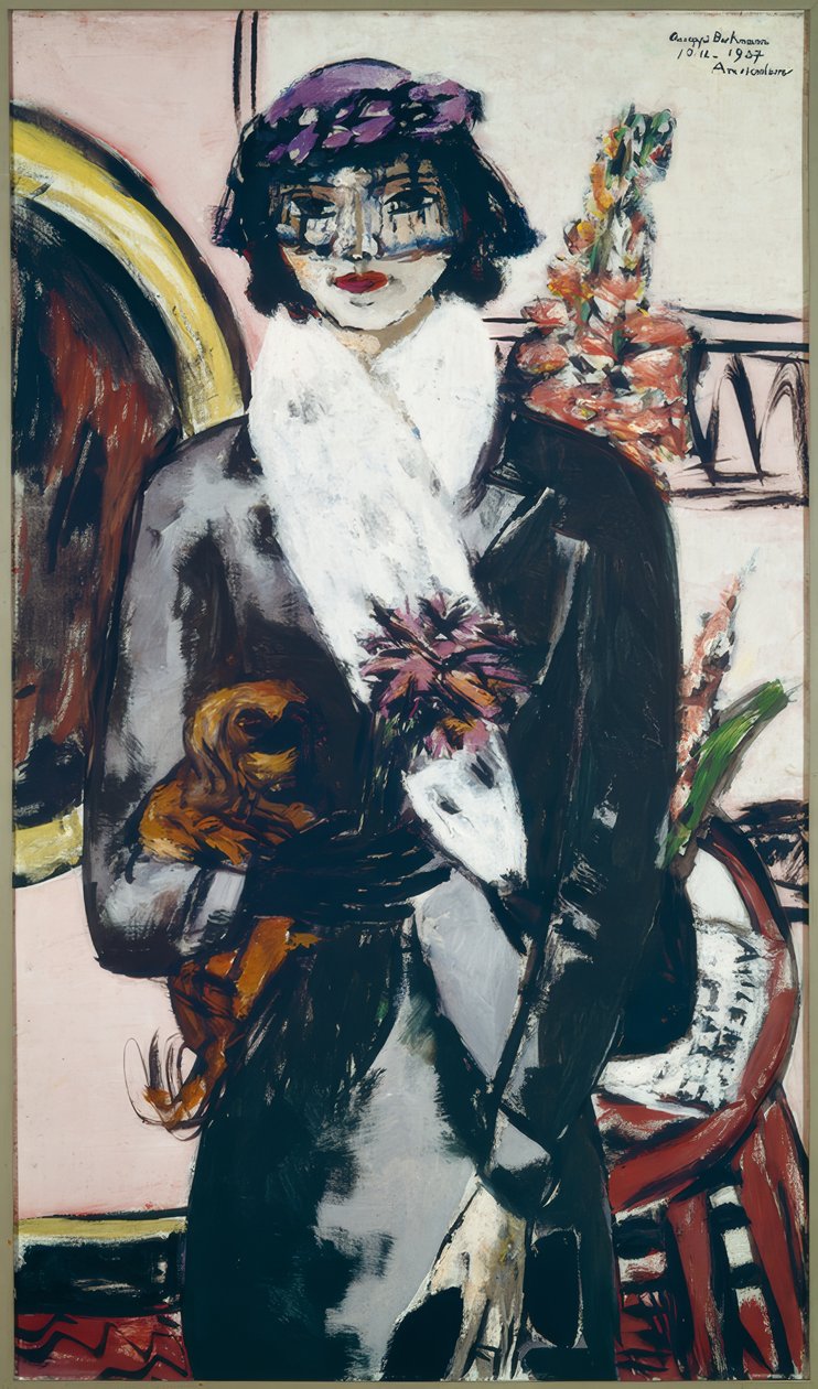 Quappi med vit päls av Max Beckmann