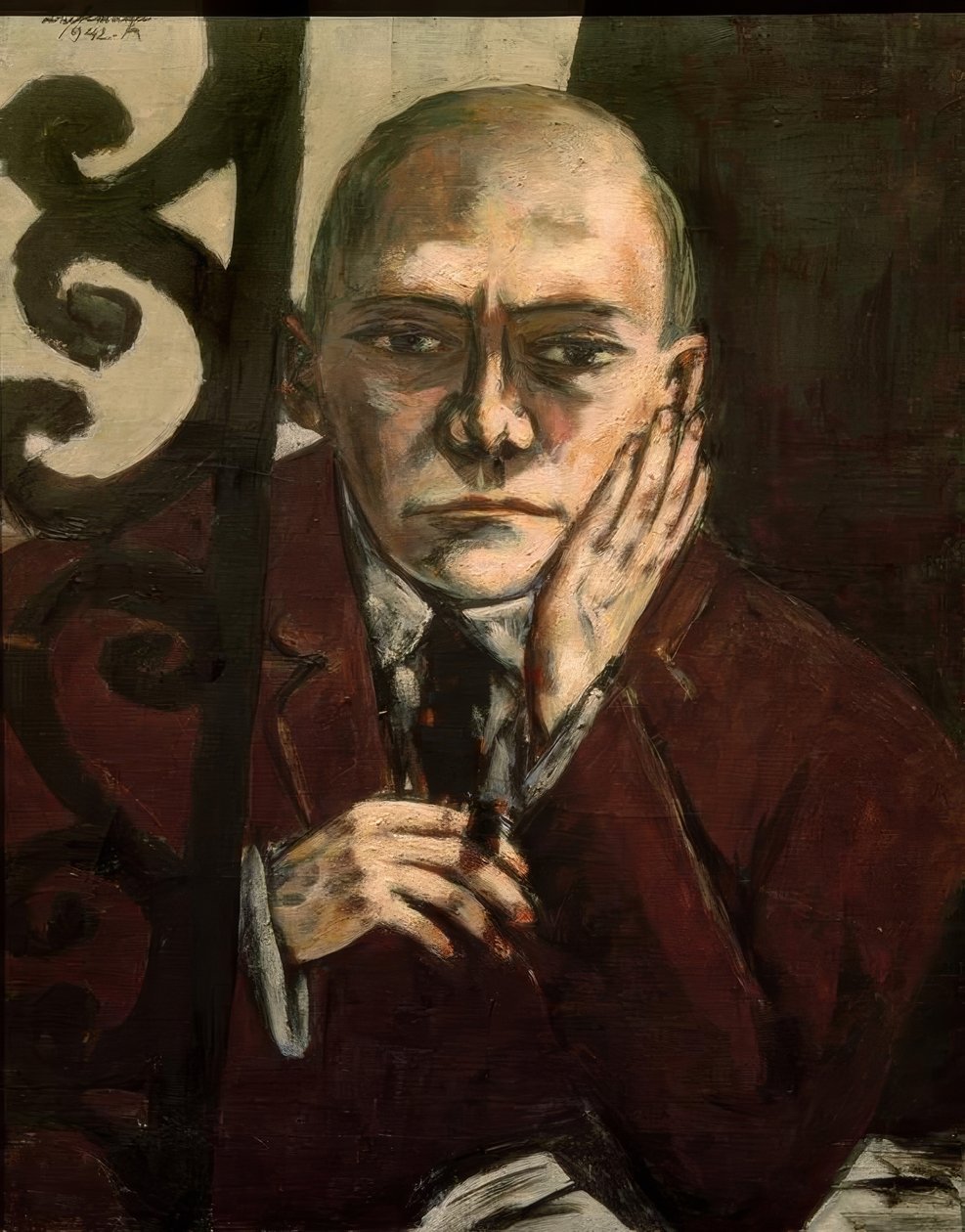 Självporträtt i baren av Max Beckmann