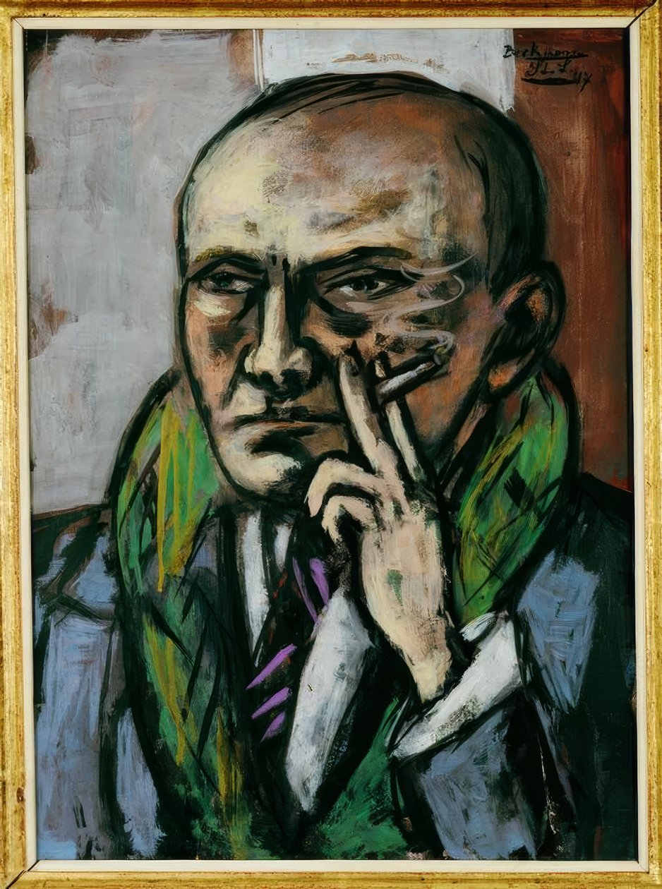 Självporträtt med en cigarett av Max Beckmann
