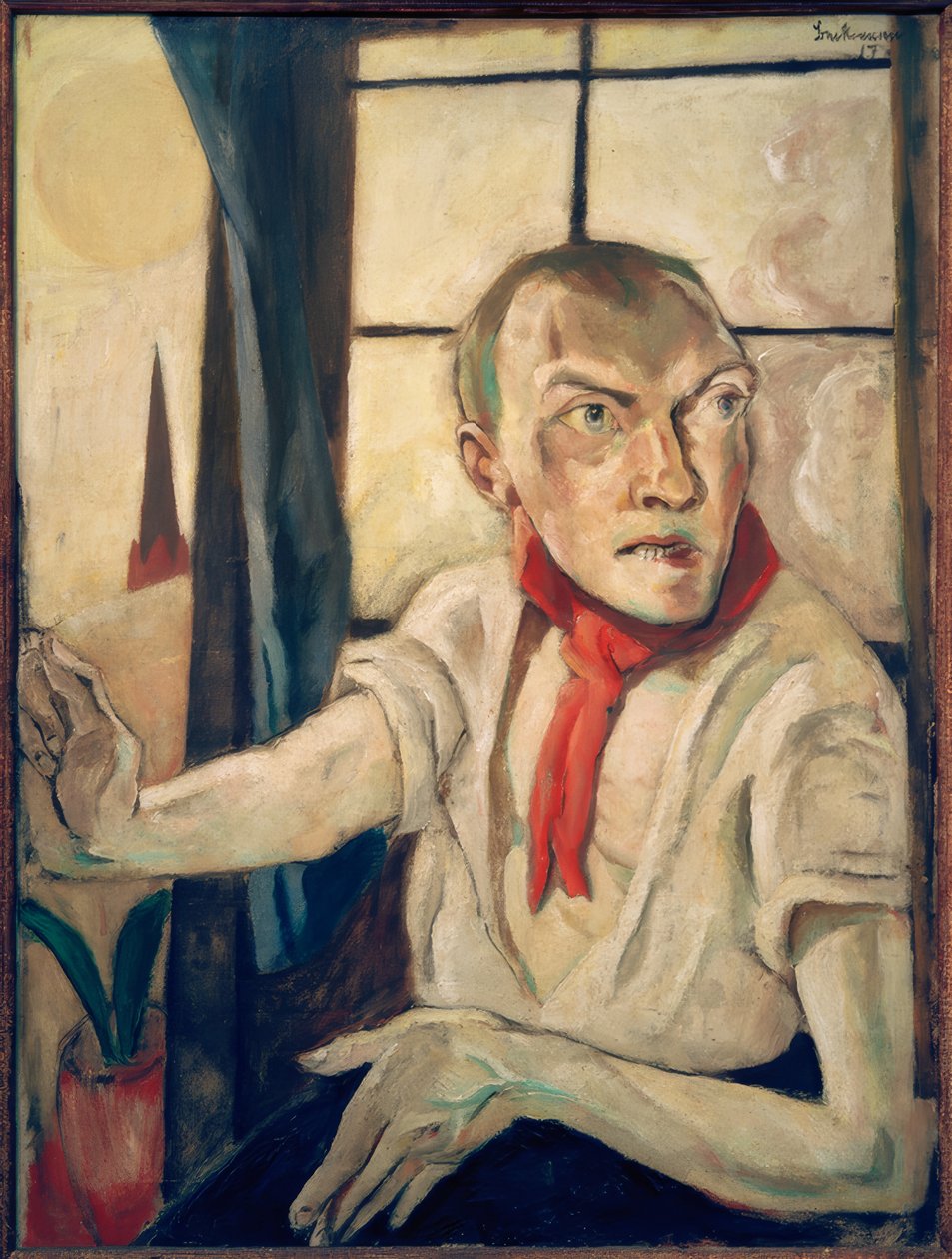 Självporträtt med röd halsduk av Max Beckmann