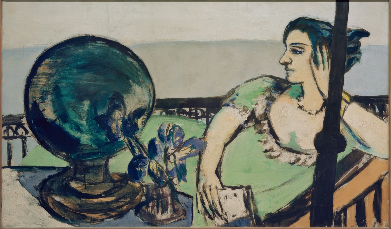 Meditativ kvinna vid havet av Max Beckmann