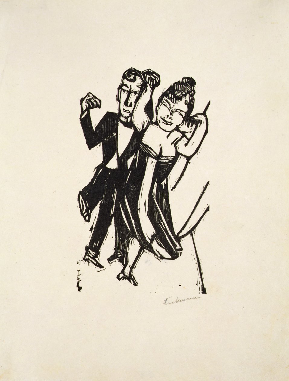 Litet dansande par (träsnitt) av Max Beckmann