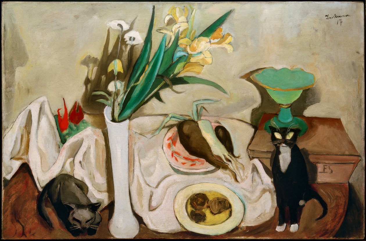 Stilleben med katter av Max Beckmann