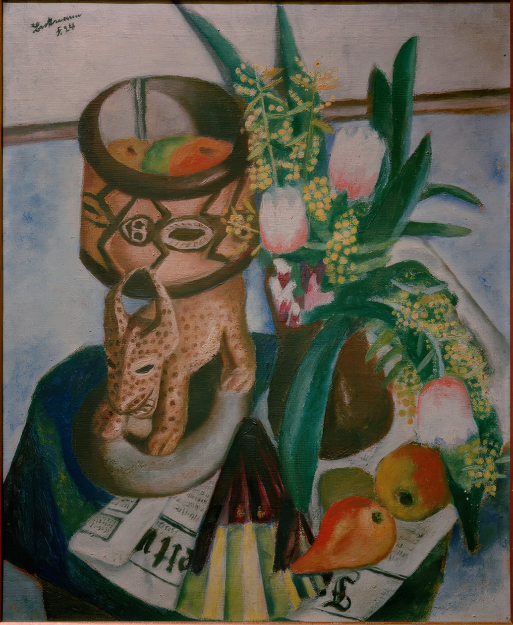 Stilleben med afrikansk plast av Max Beckmann
