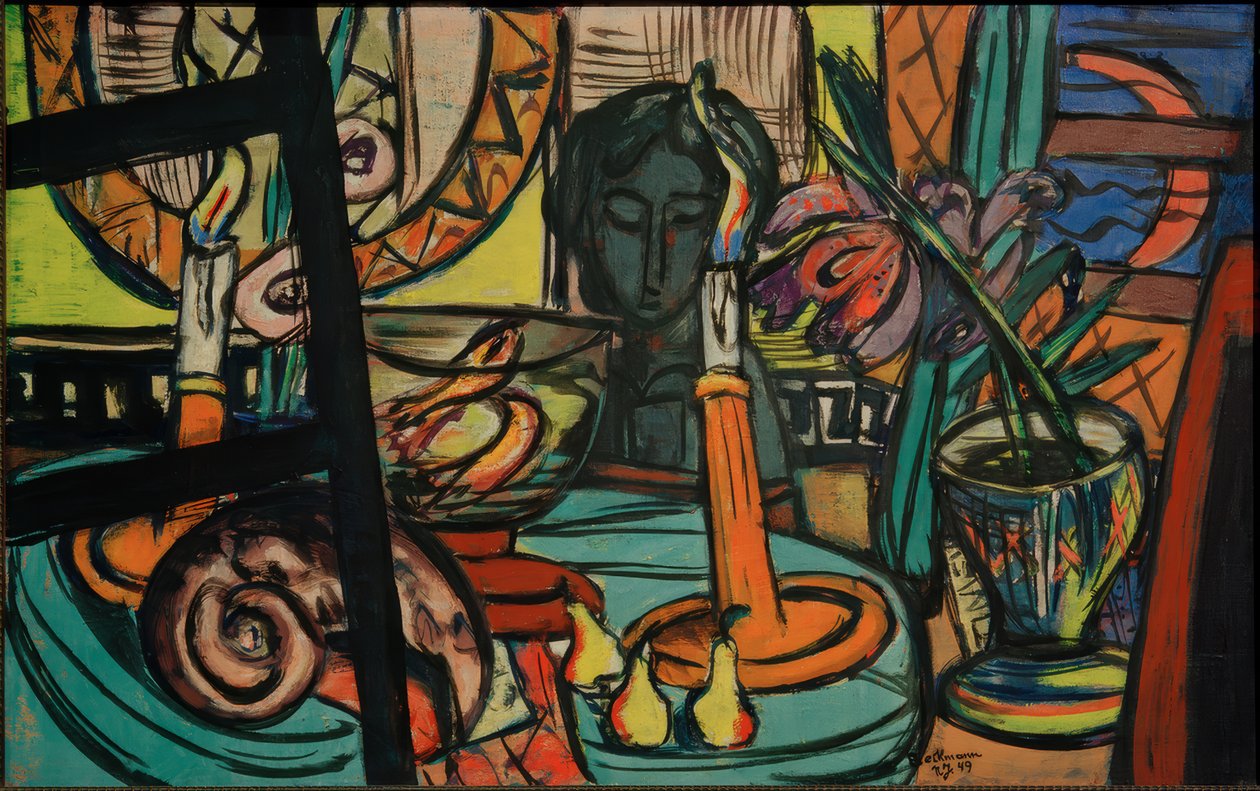 Stilleben med svart plast av Max Beckmann