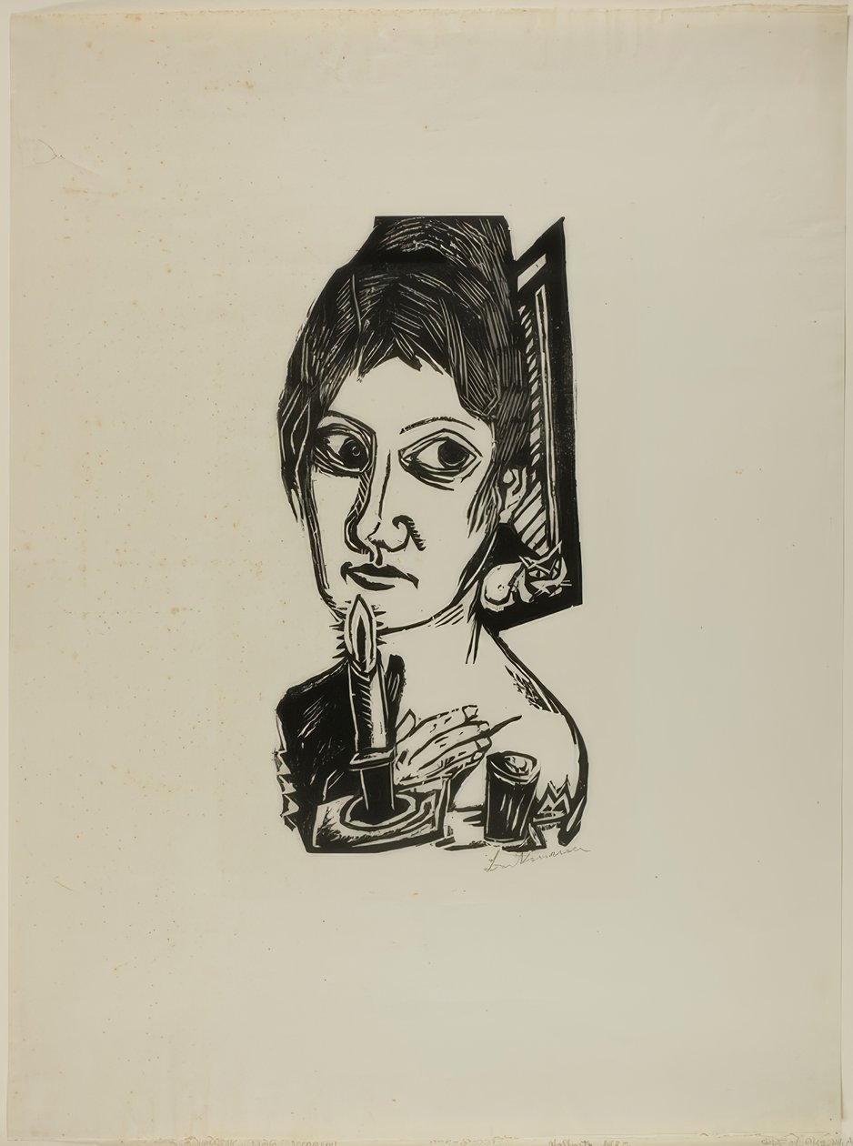 Kvinna med ljus av Max Beckmann