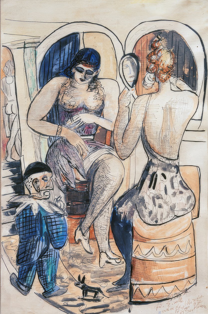 Två dansare (flicka med blå dvärg) av Max Beckmann