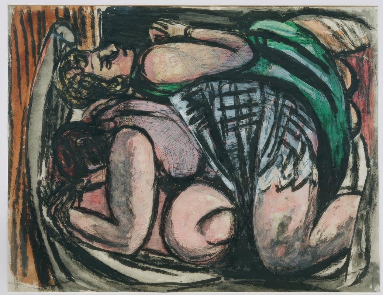Två kvinnor ligger ner av Max Beckmann