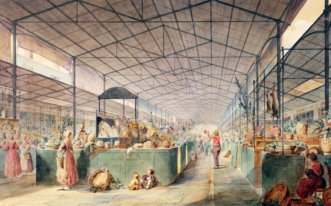 Interiör av Les Halles, 1835 av Max Berthelin
