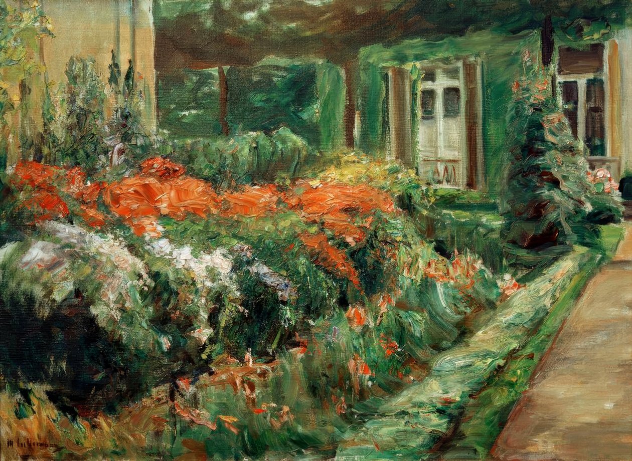 Blombuskar vid trädgårdsboden i öster av Max Liebermann