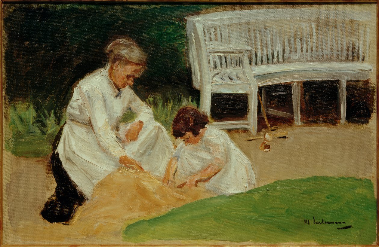 Barnbarnet med barnskötaren på lek av Max Liebermann