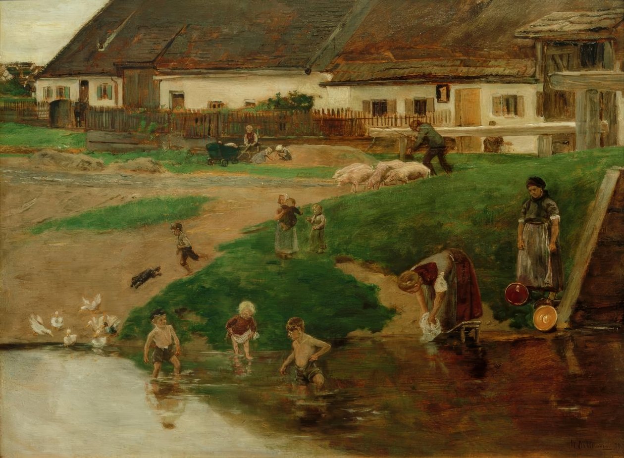 Bydamm i Etzenhausen - byidyll av Max Liebermann