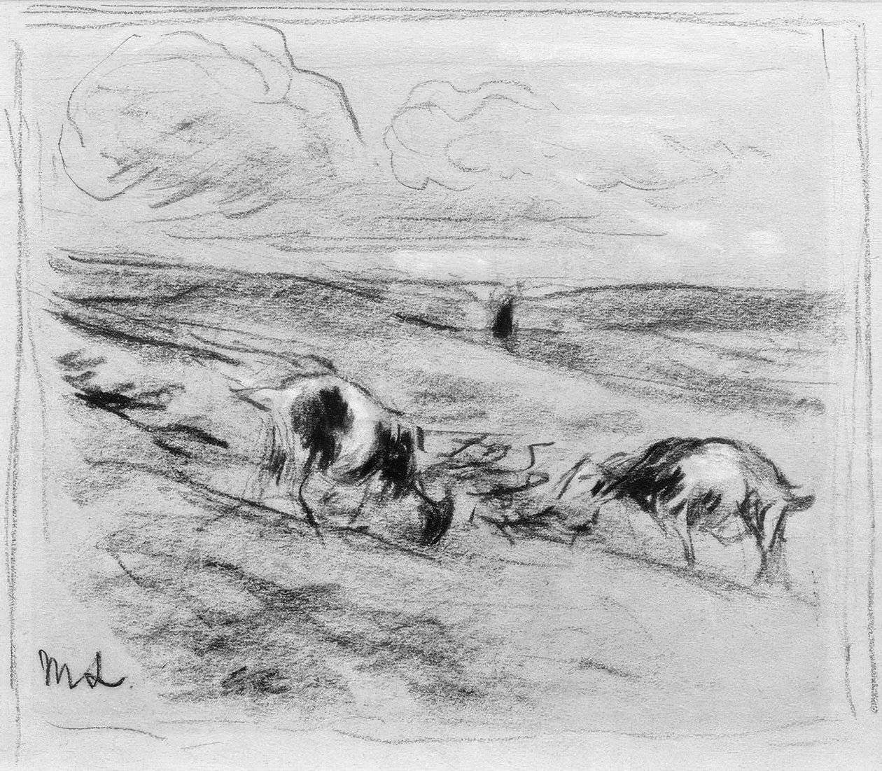 Getter som betar i sanddynerna av Max Liebermann