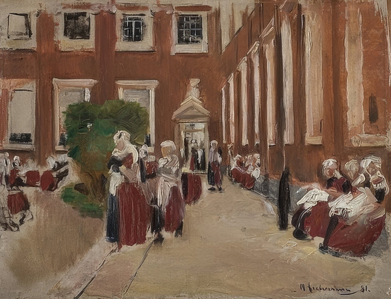 Innergården till barnhemmet i Amsterdam. 1876 av Max Liebermann