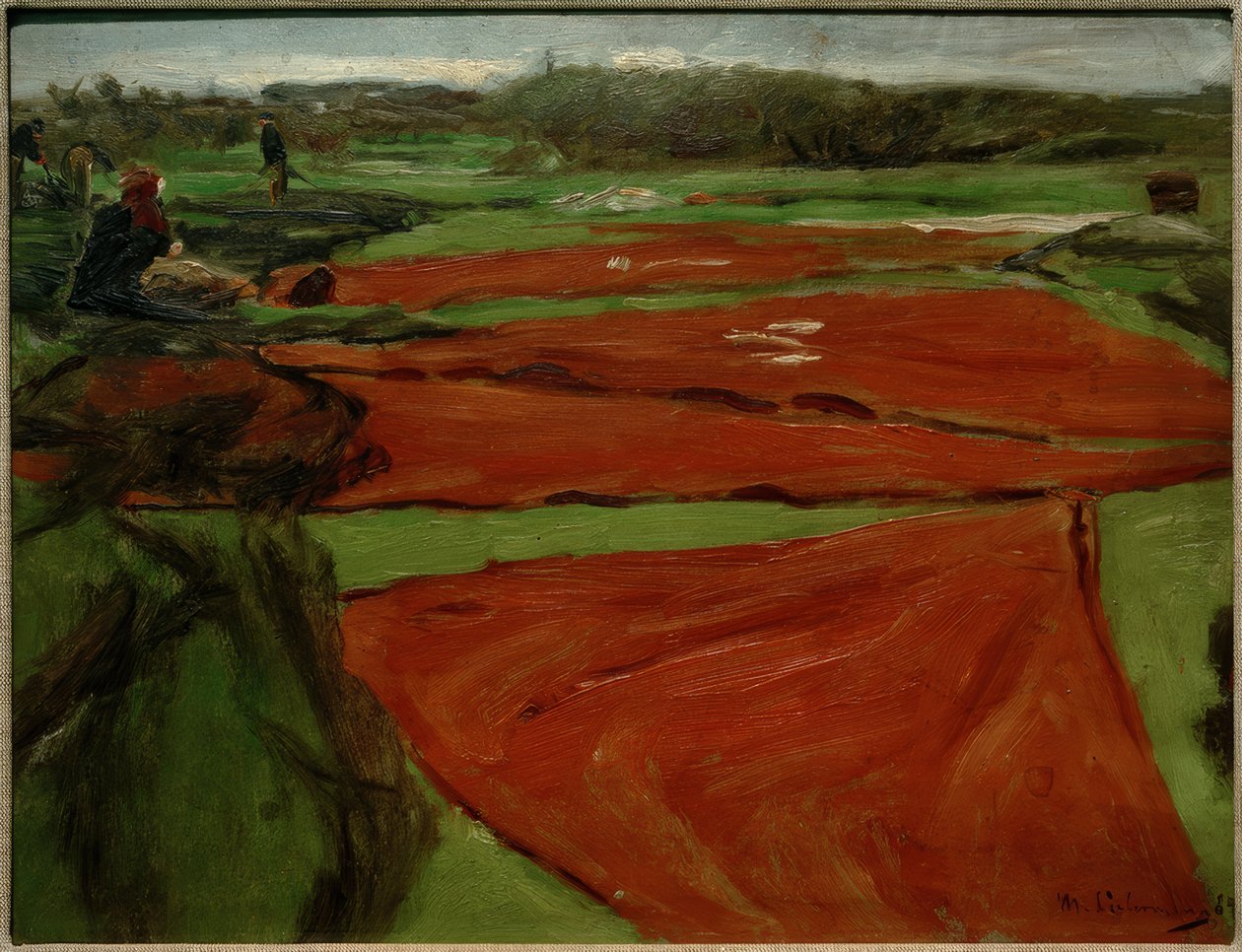 Äng med spridda nät och segel av Max Liebermann