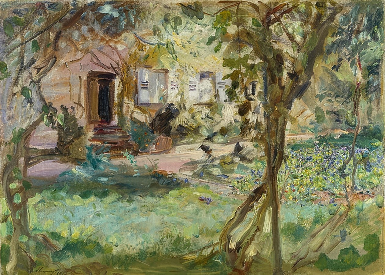 Trädgård med pensébädd. 1914 av Max Slevogt