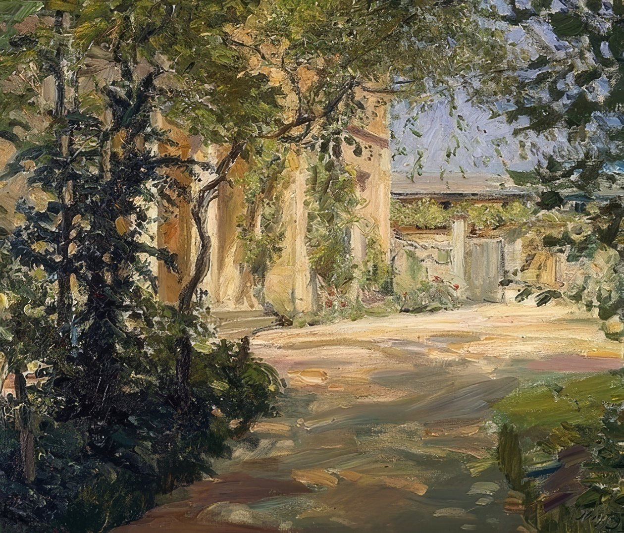 Hus på landet i Godramstein. 1909 av Max Slevogt