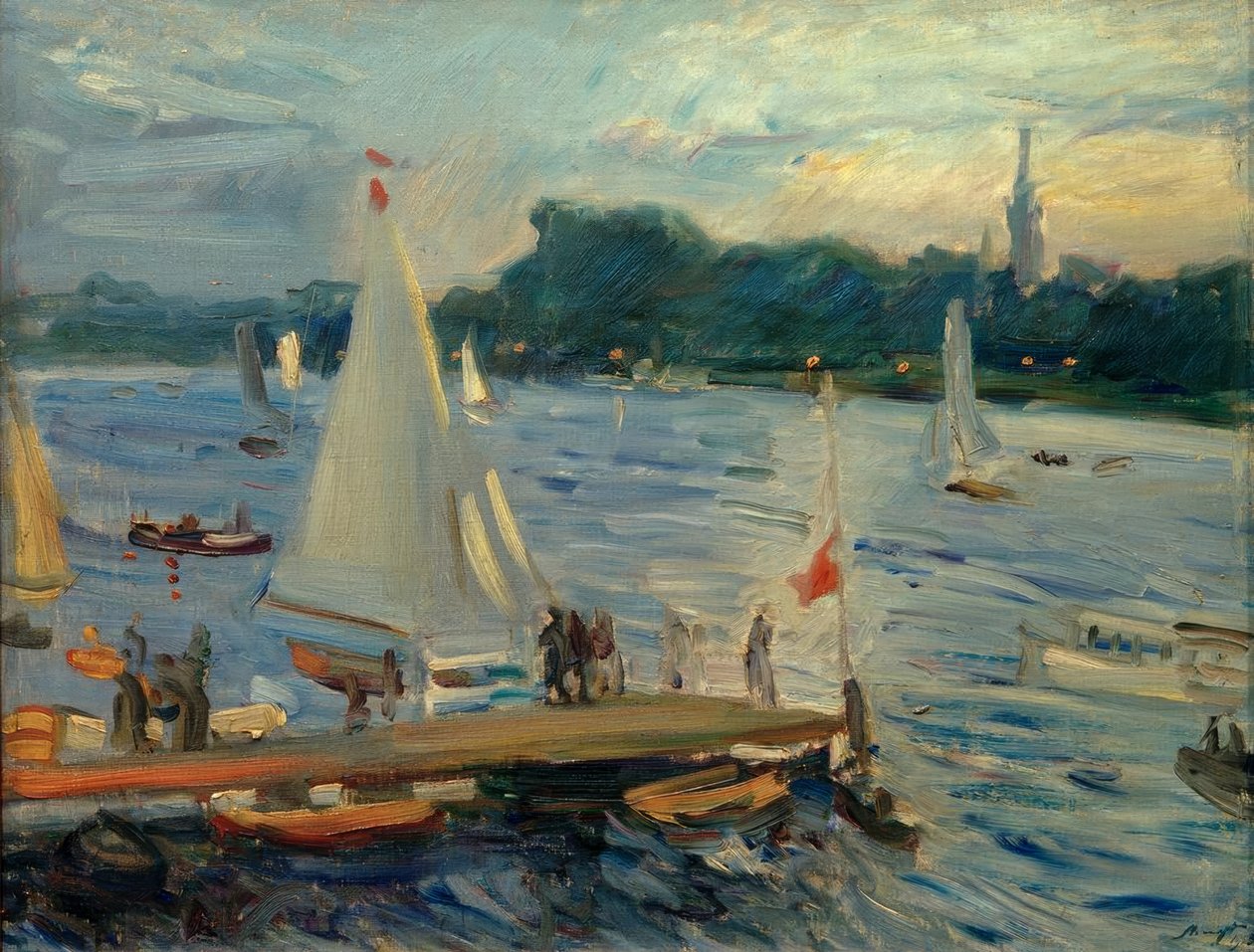 Segelbåtar på Alster på kvällen av Max Slevogt