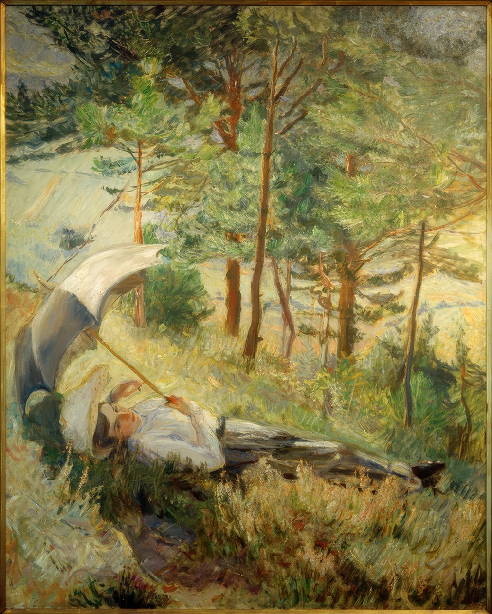 Sommarmorgon (kvinna med paraply) av Max Slevogt