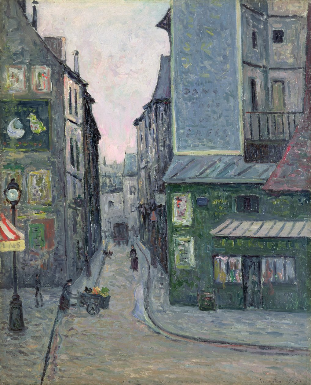 Place Saint Andre des Arts, Rue Suger, Paris av Maxime Emile Louis Maufra