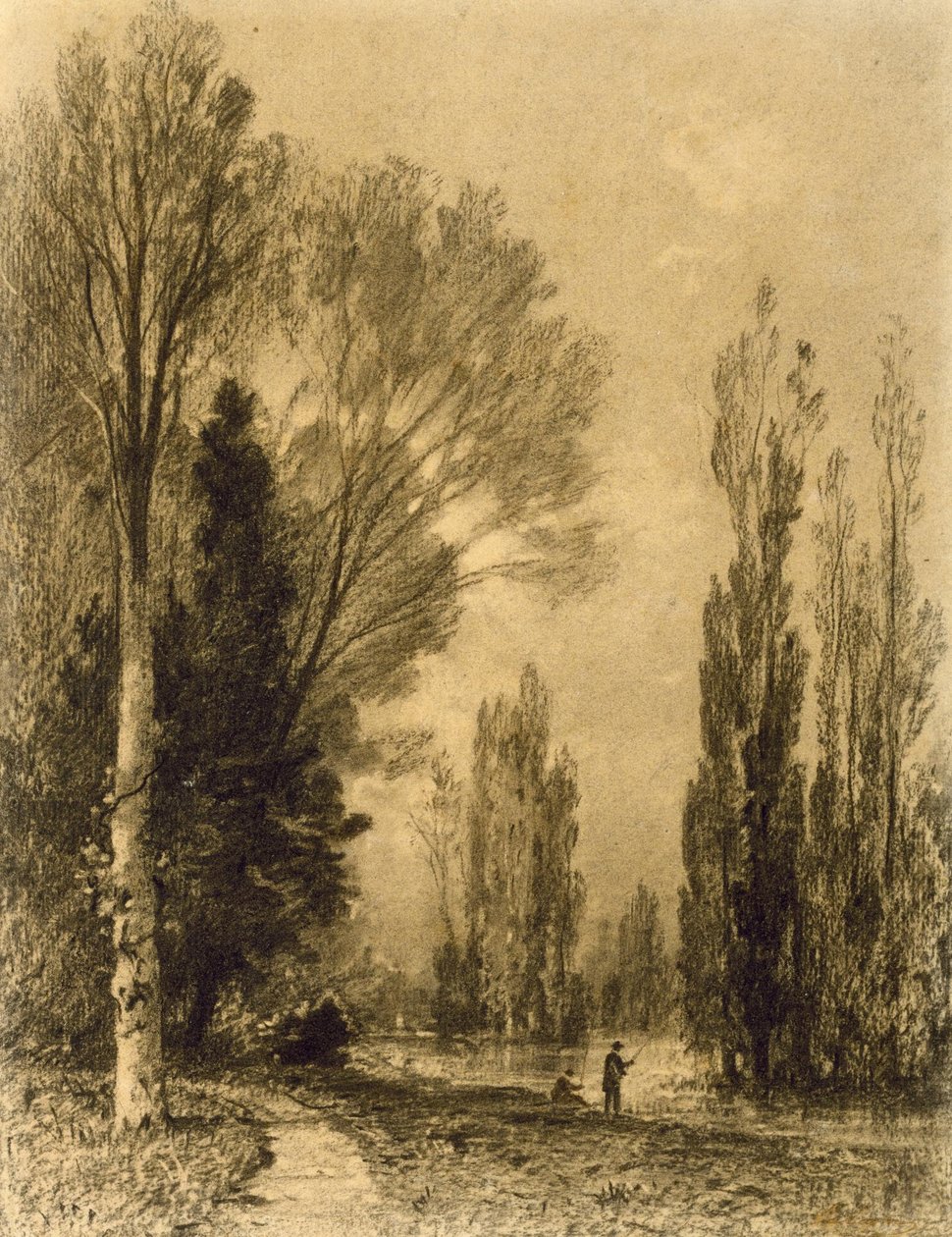 River Landscape at Evening av Maxime Lalanne