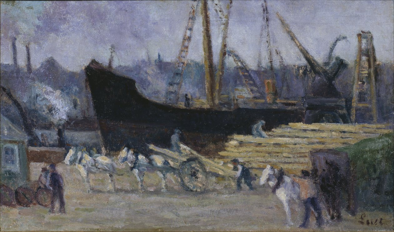 Dock i Rouen, ca 1930 av Maximilien Luce