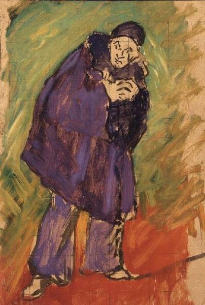 Studie av en pierrot för Mevisto, 1891 (olja på rutigt papper nedlagt på duk) av Maximilien Luce