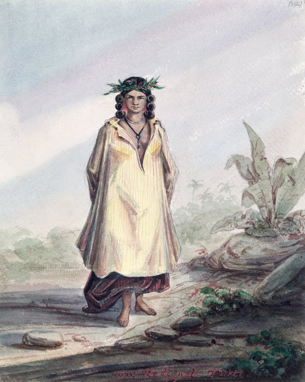 Ung kvinna från Tahiti, ca 1841-48 (penna, bläck och wc på papper) av Maximilien Radiguet