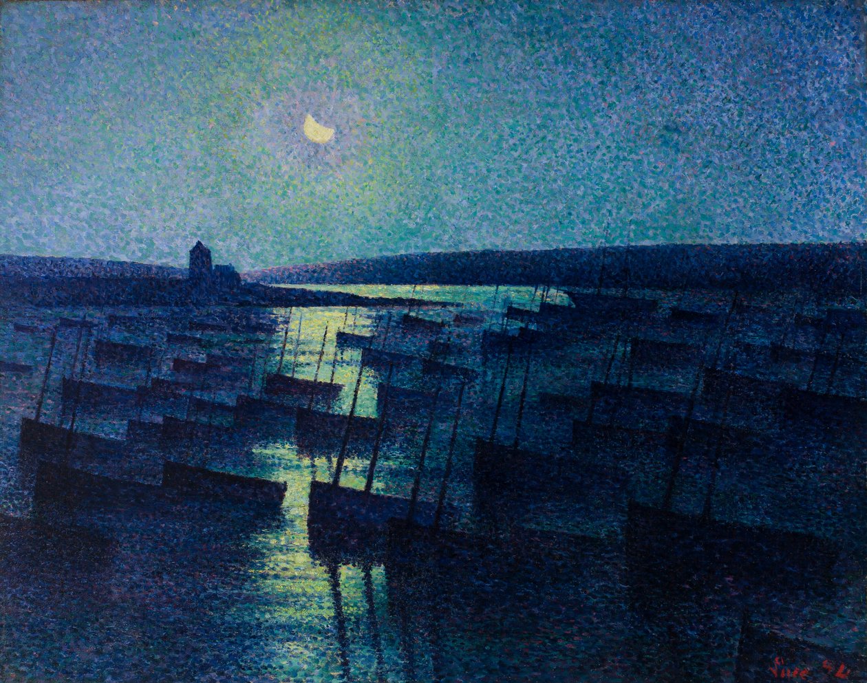 Camaret, Moonlight och fiskebåtar av Maximilien Luce