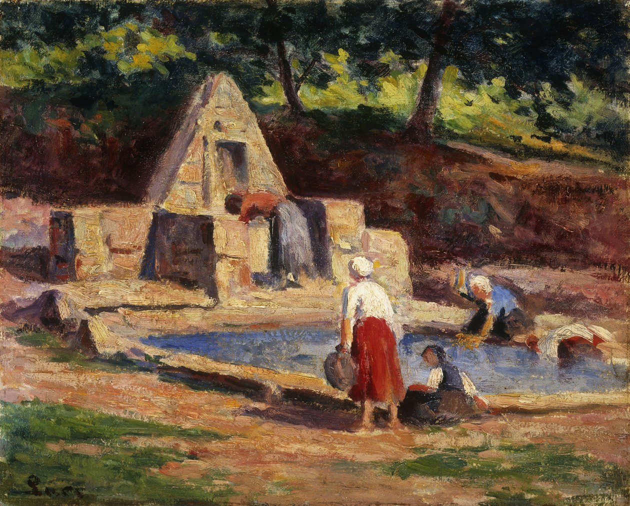Tvättbiträden, Kermouster; Kermouster, Les Lavandieres, 1914-1915 av Maximilien Luce