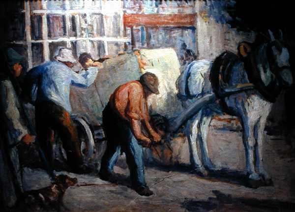 The Dray (olja på duk) av Maximilien Luce