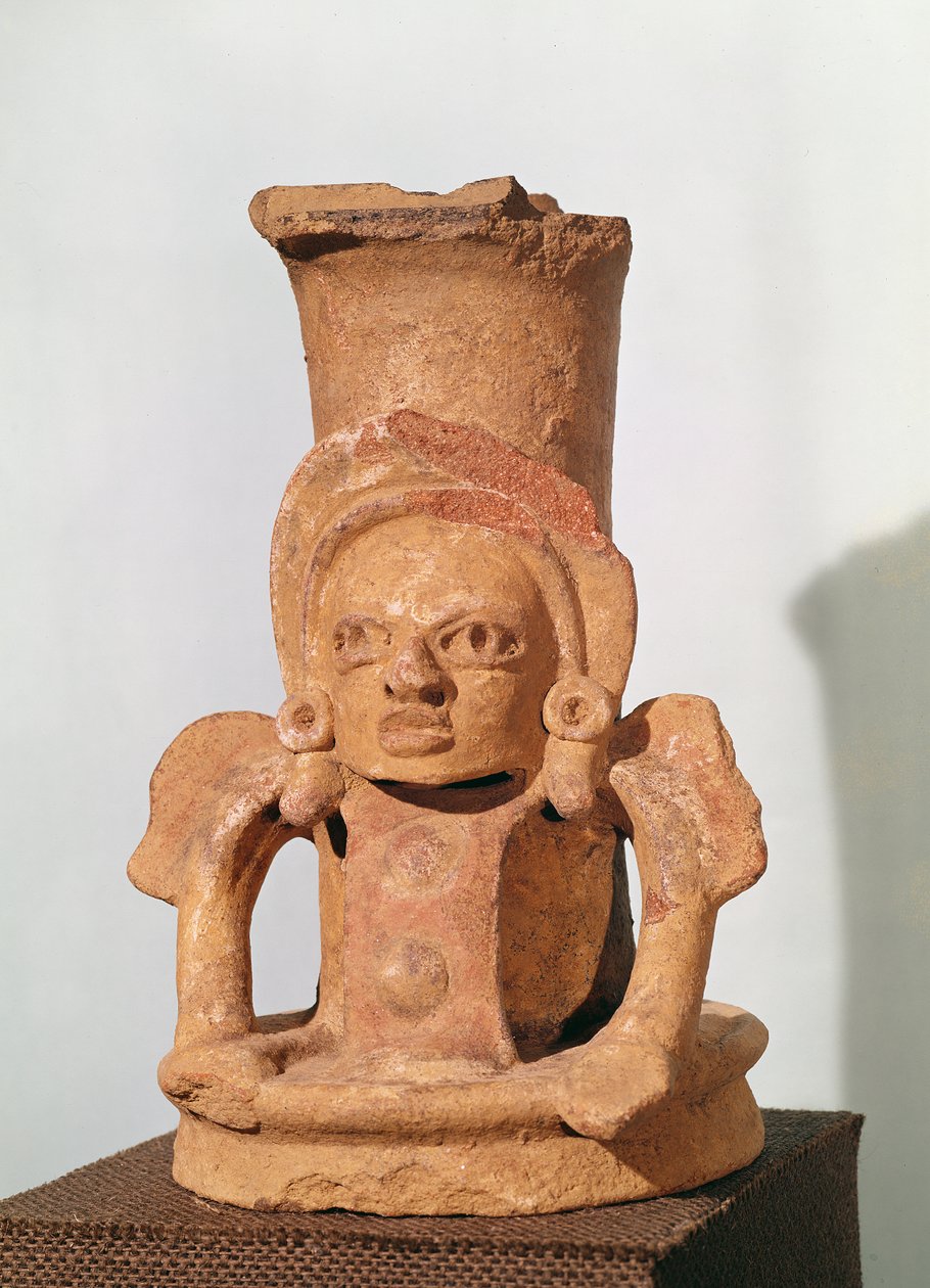 Rökelsekar i form av en sittande figur, Pre-Classic Period (keramik) av Mayan