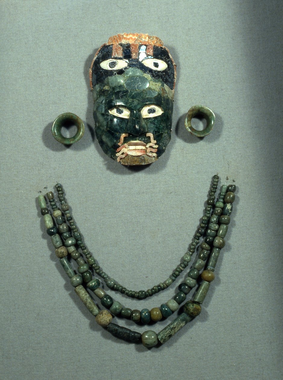 Begravningsjuvel från Calakmul, sen klassisk period, 600-900 AD (jade) av Mayan