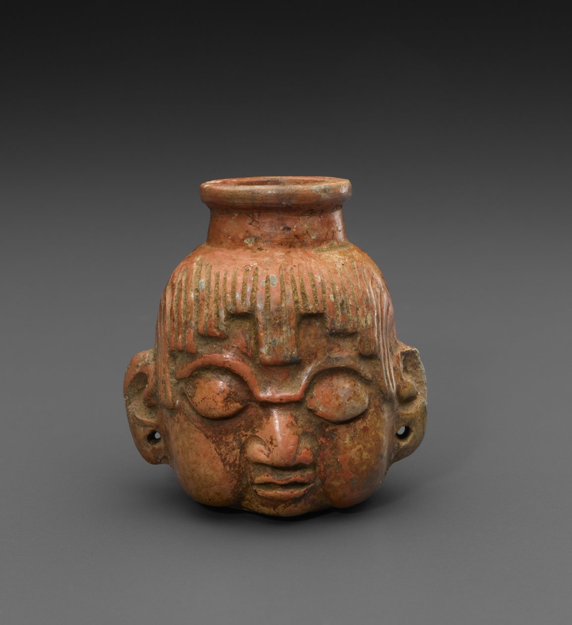 Effigy Head Flask, 600-900 AD (keramik) av Mayan Mayan