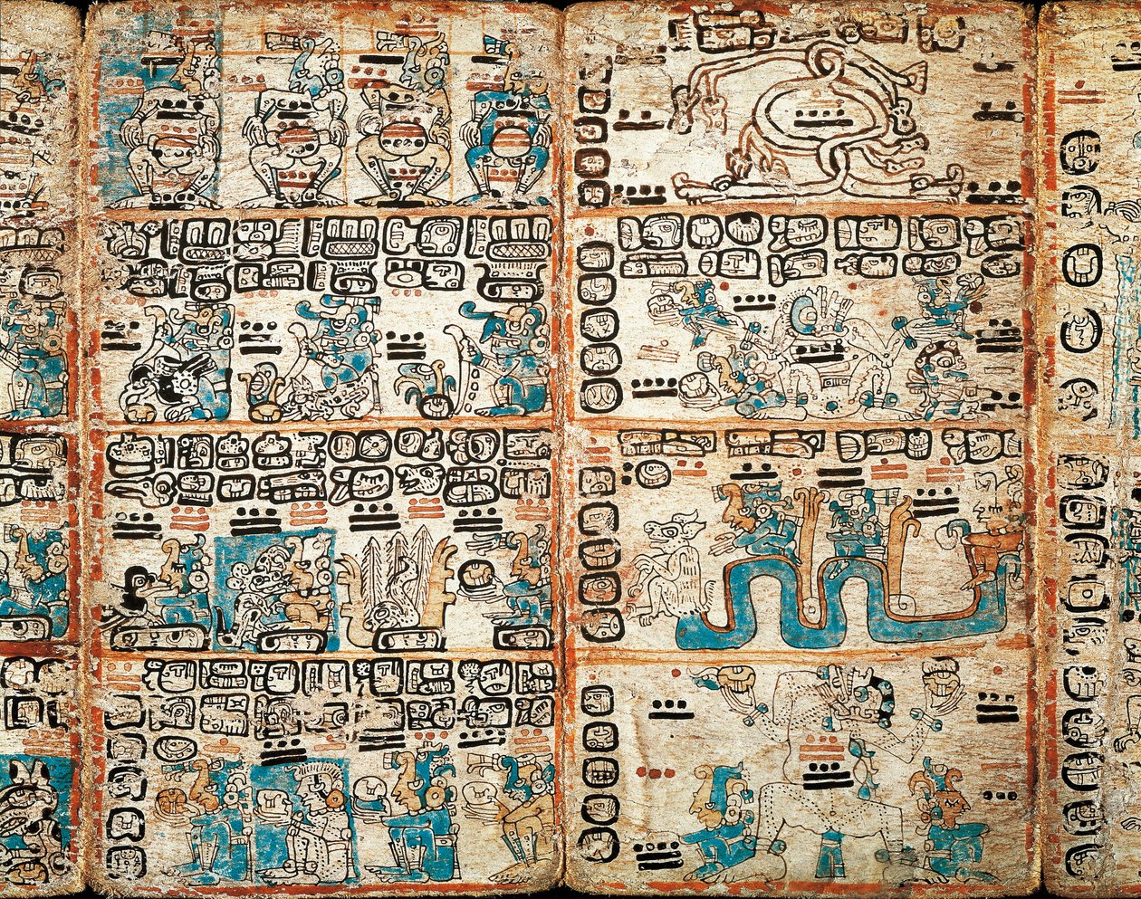 Madrids Codex, målade miniatyrer av Mayan Mayan