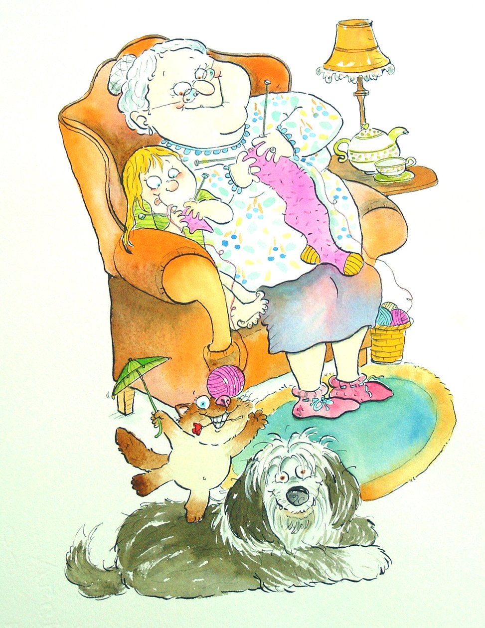 Nona (mormor) (penna & bläck och wc på papper) av Maylee Christie