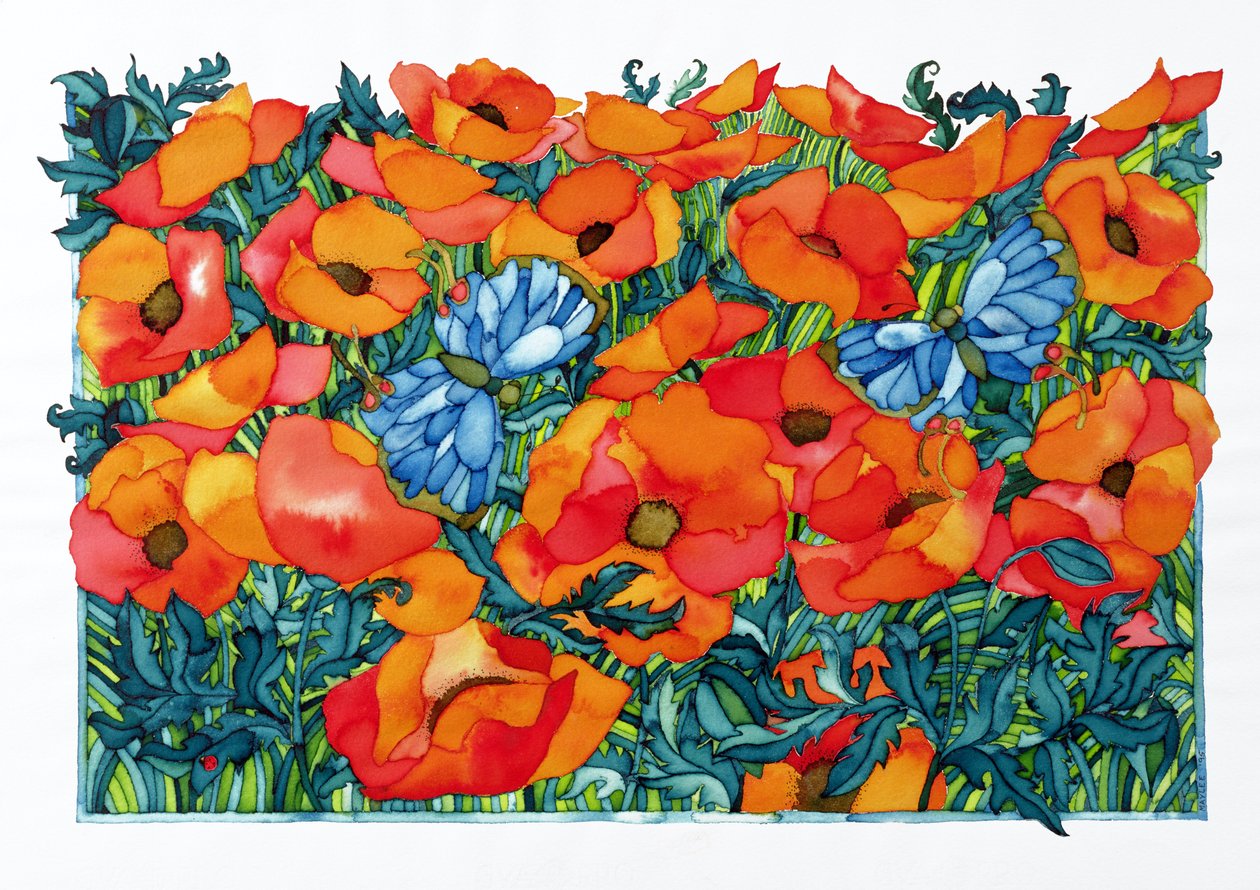Poppies, 1998 (wc på papper) av Maylee Christie