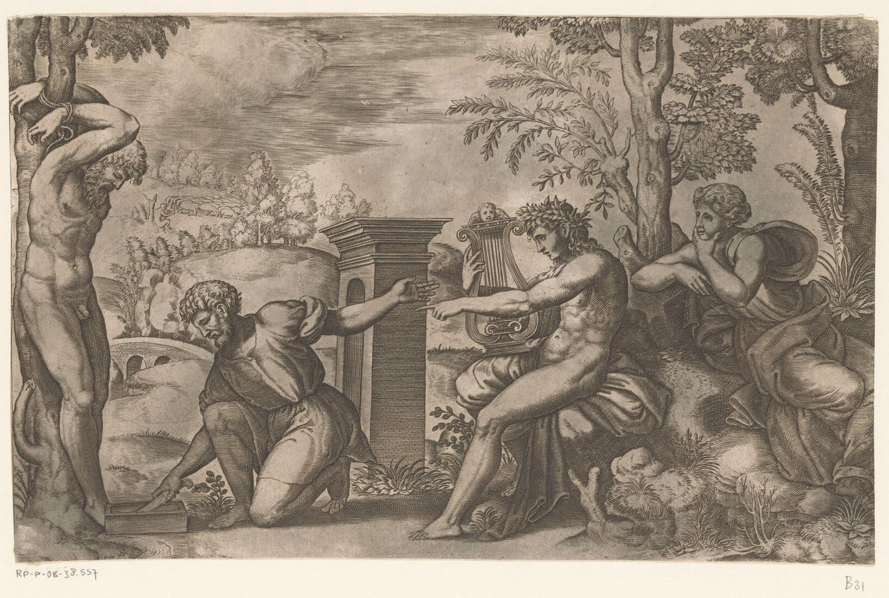 Apollo i Marsyas av Meester van de Dobbelsteen
