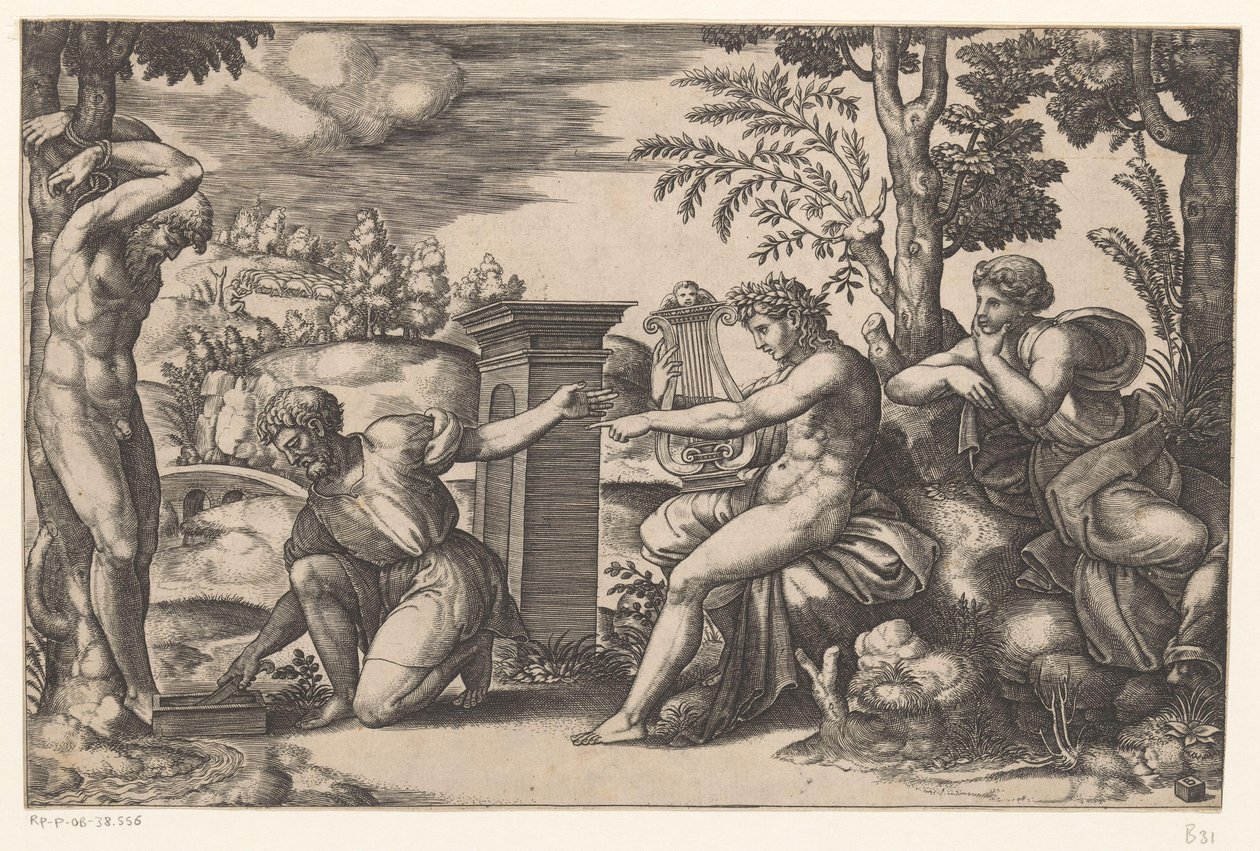 Apollo i Marsyas av Meester van de Dobbelsteen