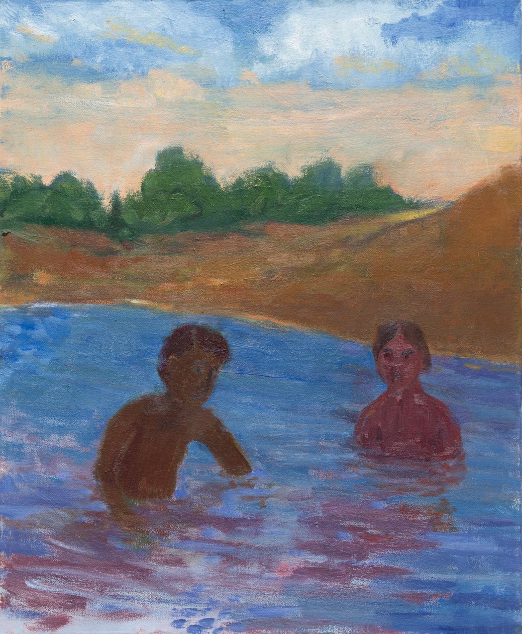 Evening Swim, 2017 (olja på duk) av Megan Williamson