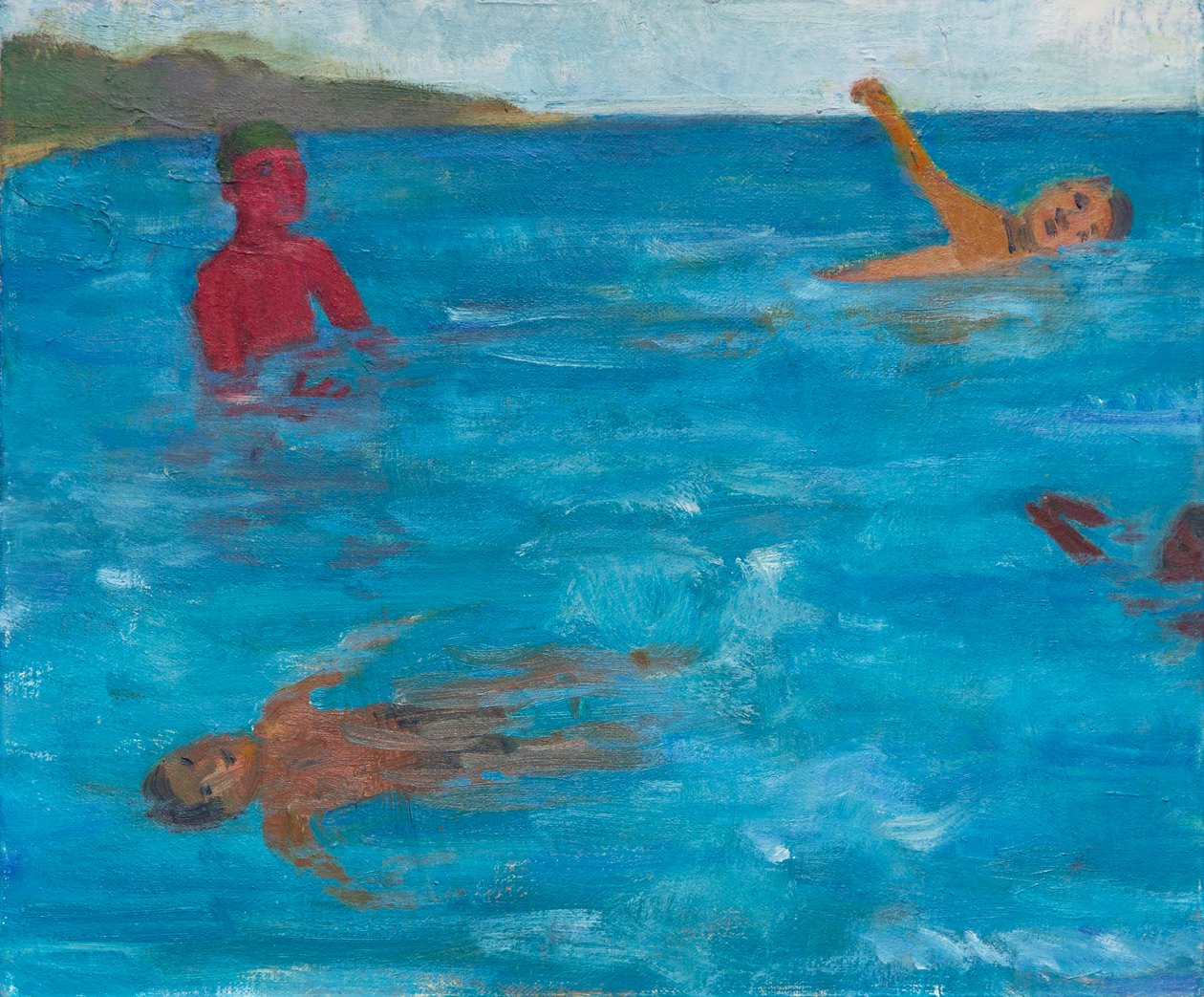 Four Swimmers, 2017 (olja på duk) av Megan Williamson